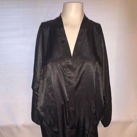 Maid of Honor Womens Black Wedding Wrap Tie Front Silk Robe Size XXL - Picture 3 of 5